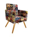 Ver imagem 2 de Poltrona Decorativa Nina Suede Cerveja Pés Madeira Ms Decor