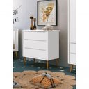 Ver imagem 2 de Cômoda Gaveteiro Théo New Branco Fosco com Madeira - Moveisaqui
