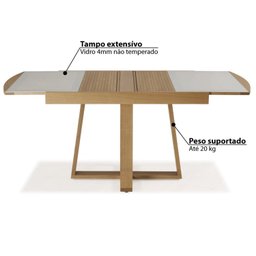 Mesa de Jantar Retangular Extensível 178cm Vidro - 4