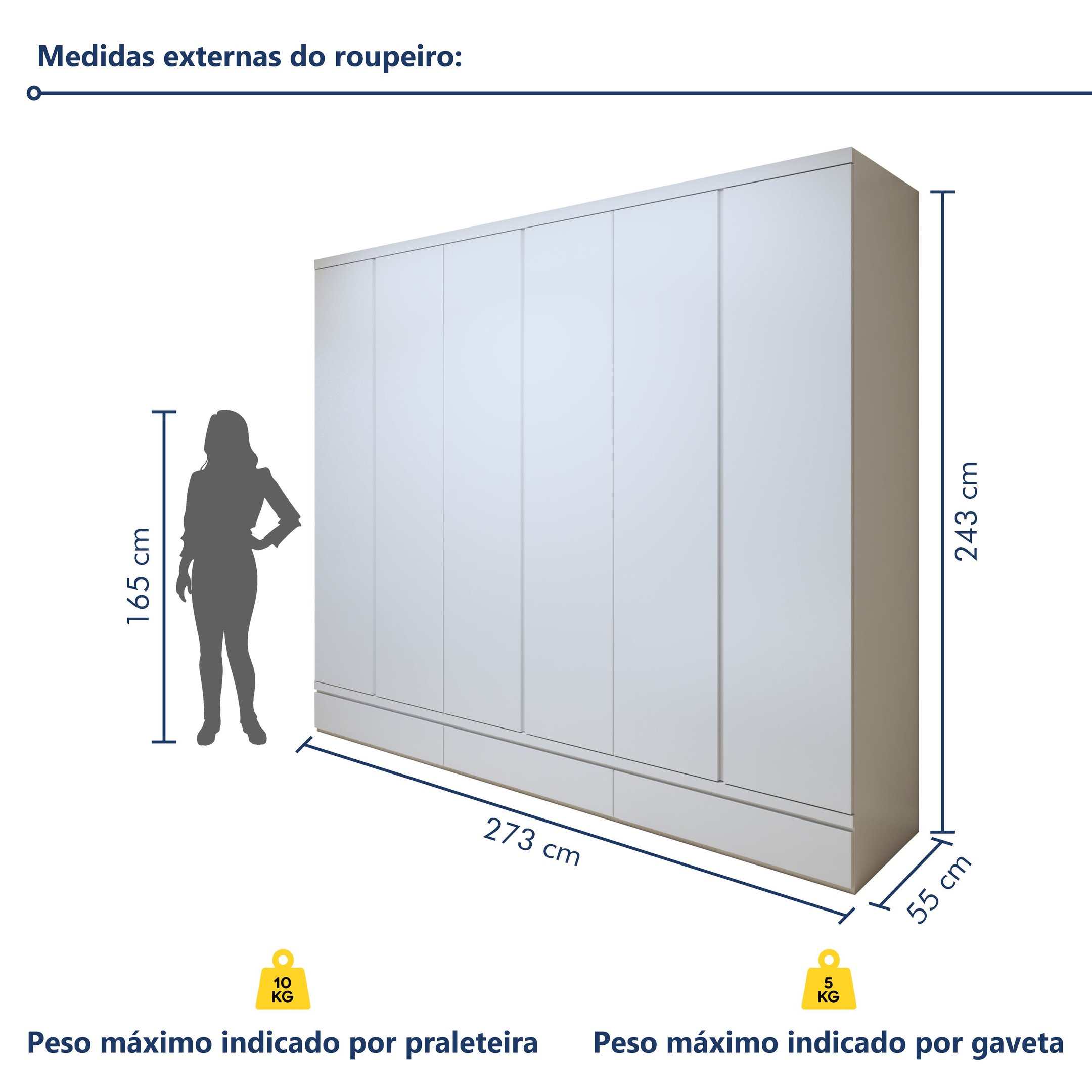 Guarda Roupa 100% MDF 6 Portas 9 Gavetas Urbano - 7