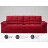 Sofá com Carregador Usb e Molas no Assento Retrátil Reclinável Mimo 2,30m Velosuede Vermelho - Netso - 3