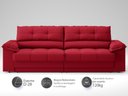 Ver imagem 3 de Sofá com Carregador Usb e Molas no Assento Retrátil Reclinável Mimo 2,30m Velosuede Vermelho - Netso