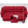 Sofá com Carregador Usb e Molas no Assento Retrátil Reclinável Mimo 2,30m Velosuede Vermelho - Netso - 6