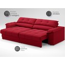 Ver imagem 4 de Sofá com Carregador Usb e Molas no Assento Retrátil Reclinável Mimo 2,30m Velosuede Vermelho - Netso