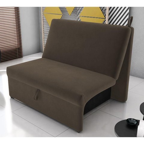 Sofá Cama Lótus Prime 2 Lugares Cappuccino Suede Marrom Matrix