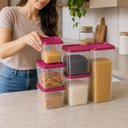 Ver imagem 3 de Kit 6 Potes Herméticos Modulares Porta Mantimentos Empilháveis para Alimentos e Dispensa Bpa Free