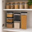 Ver mais imagens de Kit 6 Potes Herméticos Modulares Porta Mantimentos Empilháveis para Alimentos e Dispensa Bpa Free