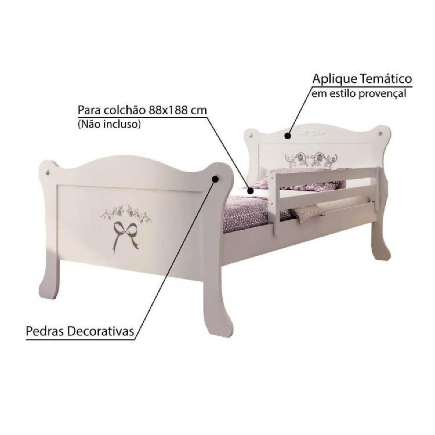 Cama Juvenil Provence com Grade de Proteção Casatema - 3