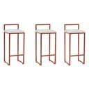 Ver imagem 1 de Kit 3 Banquetas Bar Cozinha Bistrô Altas em Aço Industrial Dori Cobre Assento Suede Branco