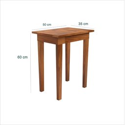 Mesa Lateral 50x35 Ripada Madeira Rustica Castanho Ofertamo - 6