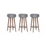 3 Banquetas Redonda Estofada Roma 70cm Cinza EGMOBILE - 1