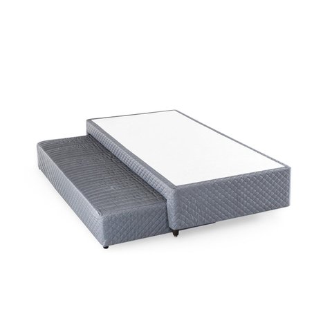 Base Box Solteiro com Colchão Auxiliar de Mola 88x188x28cm Seattle Cinza Herval