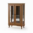 Ver imagem 2 de Vitrine 2 Portas Prateleiras Vidro Espelho Ecomem Clássica MDF Pés Luiz Xv - Cor Imbuia