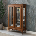Ver imagem 3 de Vitrine 2 Portas Prateleiras Vidro Espelho Ecomem Clássica MDF Pés Luiz Xv - Cor Imbuia
