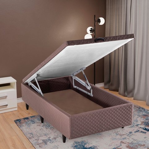 Base Box Baú Solteiro 88x188x35cm Merida Marrom/Cobalt Herval