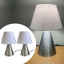 Ver imagem 1 de Kit 2 Abajur Luminaria de Mesa Clássico Elegante Cone Decoração Iluminação Casa e Sala, Quarto