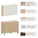 Ver imagem 2 de Kit Armário Aéreo 3 Portas e Balcão de Cozinha 120 Cm Aurora Cinza Cristal Pet/carvalho