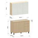 Ver imagem 4 de Kit Armário Aéreo 3 Portas e Balcão de Cozinha 120 Cm Aurora Cinza Cristal Pet/carvalho