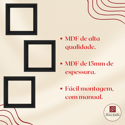 Kit com 3 Nichos Decoração para Sala Preto 30x30x12cm - 5