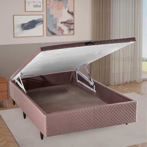 Base Box Baú Casal 138x188x35cm Merida Marrom/Cobalt Herval
