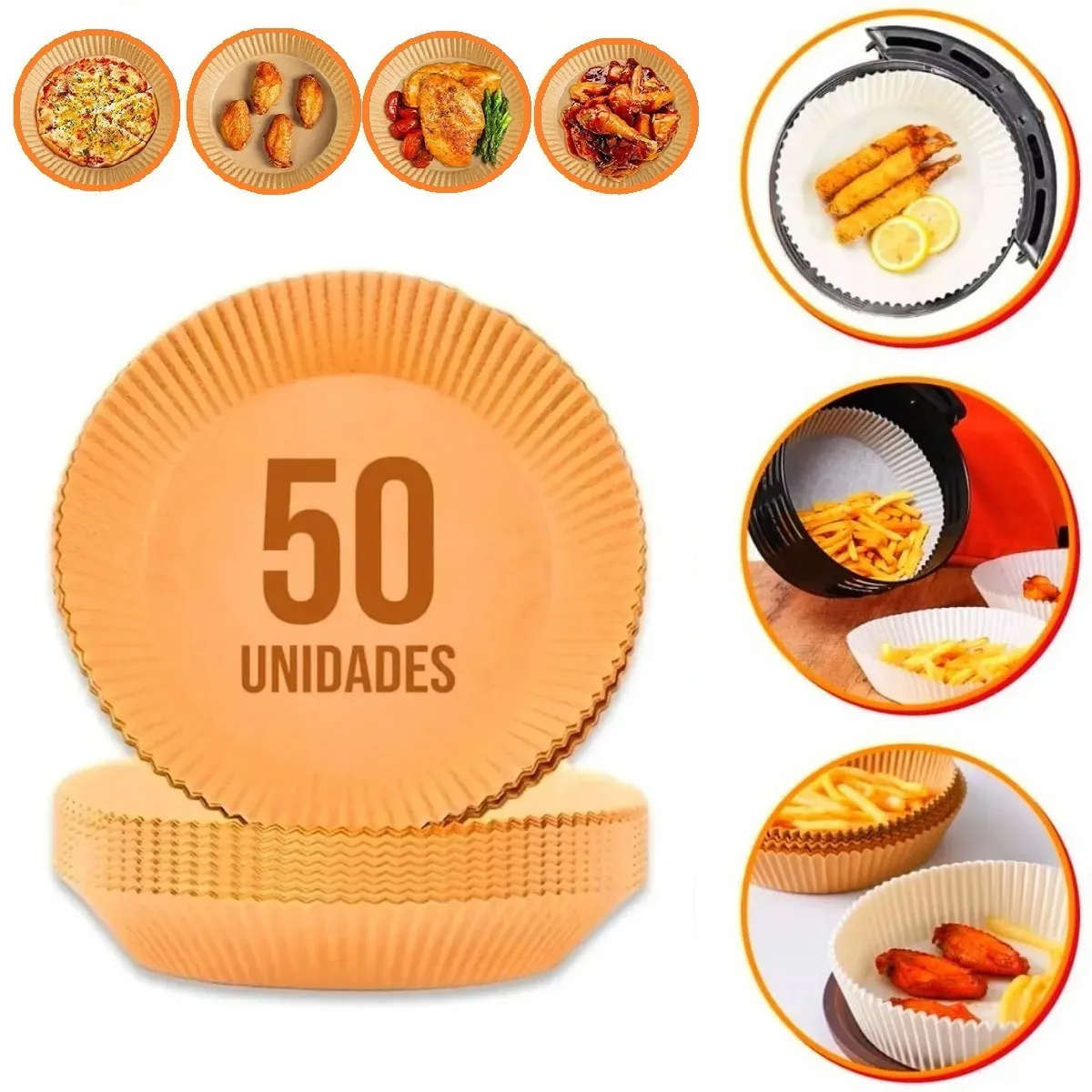 50un Forma de Papel Forro Airfryer Forma Fritadeira Elétrica