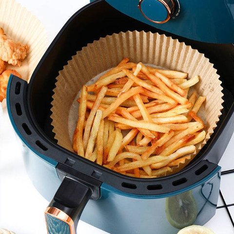 Forro de Papel Antiaderente para Air Fryer – 50 Unidades