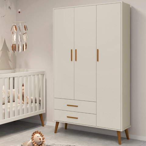 Guarda Roupa Isis para Quarto de Bebê 100% MDF 3 Portas