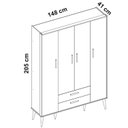 Ver imagem 4 de Guarda Roupa Infantil 4 Portas 2 Gavetas Isis