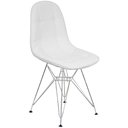 Ver imagem 2 de Kit 2 Cadeiras Estofadas Charles Eames Eiffel Botonê com Pés de Metal Cromado Branco Multicolorido
