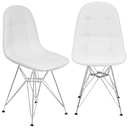 Ver imagem 1 de Kit 2 Cadeiras Estofadas Charles Eames Eiffel Botonê com Pés de Metal Cromado Branco Multicolorido