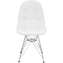 Ver imagem 3 de Kit 2 Cadeiras Estofadas Charles Eames Eiffel Botonê com Pés de Metal Cromado Branco Multicolorido