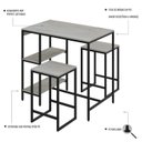 Ver imagem 3 de Mesa Bistrô 100cm 2 Banquetas Active Yescasa Branco/Snow/Preta