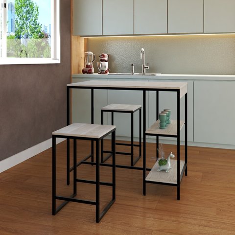 Mesa Bistrô 100cm 2 Banquetas Active Yescasa