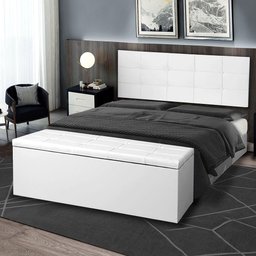 Kit Painel e Calçadeira Baú Queen 1,60m Roma Corano Branco - Pallazio - 6