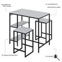 Ver imagem 3 de Mesa Bistrô 100cm com 2 Banquetas Active Yescasa Branco/Chess/Preta