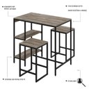 Ver imagem 3 de Mesa Bistrô 100cm 2 Banquetas Active Yescasa Marrom/Carvalho/Preto