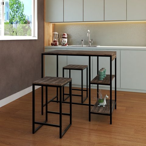 Mesa Bistrô 100cm 2 Banquetas Active Yescasa