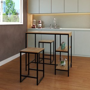 Mesa Bistrô 100cm 2 Banquetas Active Yescasa