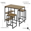Ver imagem 3 de Mesa Bistrô 100cm 2 Banquetas Active Yescasa Marrom/Lâmina Mel/Preto