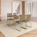 Ver imagem 1 de Conjunto Sala de Jantar Ava 4 Lugares Tampo MDP Dourado 120cm Móveis Carraro