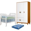 Ver imagem 1 de Berço Americano Lila com Colchão Ortobom com Guarda Roupa Ipê 3 Portas Branco Cinamomo- Móveis