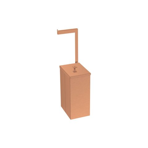 Lixeira Aço Inox Luz Slim 5,5 Litros com Suporte Papel Higiênico Rose Tramontina