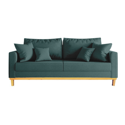 Sofá Beny 3 Lugares 180cm Base de Madeira Linho: Azul - 1