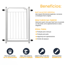Ver imagem 5 de Portão Pet Grade Proteção 80cm Branco Criança Bebê Cachorro Cão com Extensor 10cm Itagold