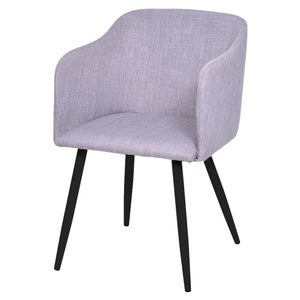 Poltrona Bela Linho Cor Cinza Base de Metal com Pintura Preta - 47223