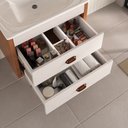 Ver imagem 4 de Conjunto para Banheiro Completo com Gabinete Suspenso 65cm 2 Gavetas com Lavatório e Espelheira Ripada Cairo Marrom/Cinamomo