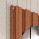 Ver imagem 5 de Conjunto para Banheiro Completo com Gabinete Suspenso 65cm 2 Gavetas com Lavatório e Espelheira Ripada Cairo Marrom/Cinamomo