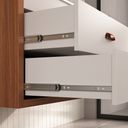 Ver imagem 3 de Conjunto para Banheiro Completo com Gabinete Suspenso 65cm 2 Gavetas com Lavatório e Espelheira Ripada Cairo Marrom/Cinamomo