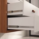 Ver imagem 3 de Conjunto para Banheiro Completo com Gabinete Suspenso 65cm 2 Gavetas com Lavatório e Espelheira Ripada Cairo Marrom/Cinamomo