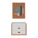 Ver imagem 7 de Conjunto para Banheiro Completo com Gabinete Suspenso 65cm 2 Gavetas com Lavatório e Espelheira Ripada Cairo Marrom/Cinamomo